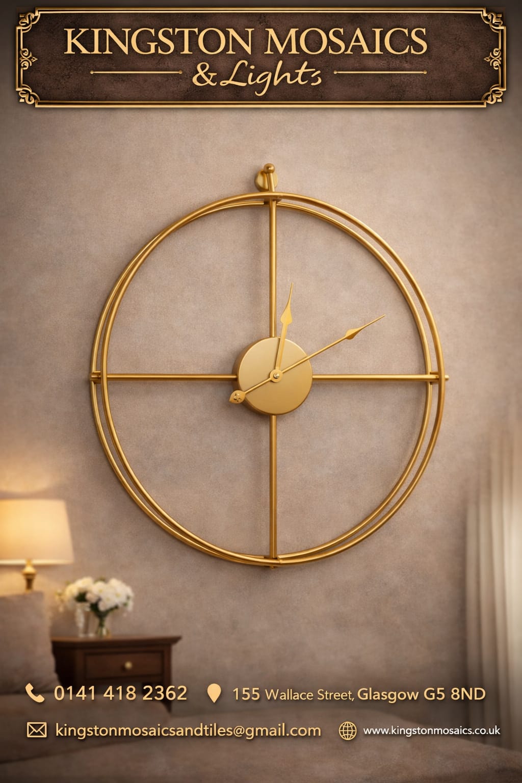 Large Gold Metal Skeleton Wall Clock Modern Minimalist Silent Wall Clock
