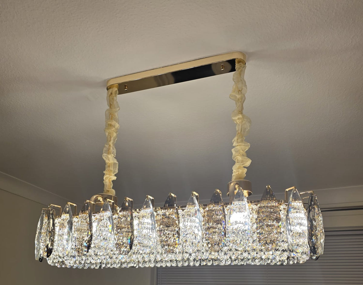 Luxury Rectangular Crystal LED Chandelier Ceiling Light