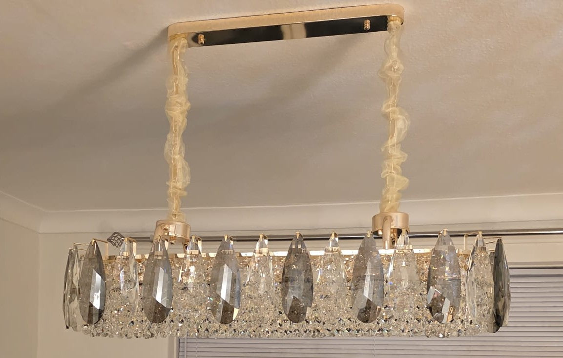 Luxury Rectangular Crystal LED Chandelier Ceiling Light
