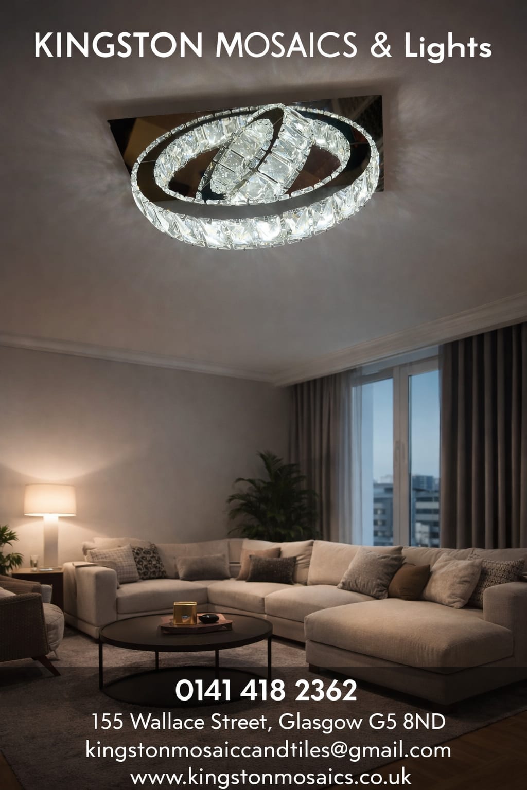 Modern Luxury Crystal LED Ceiling Chandelier with Dual Oval Rings