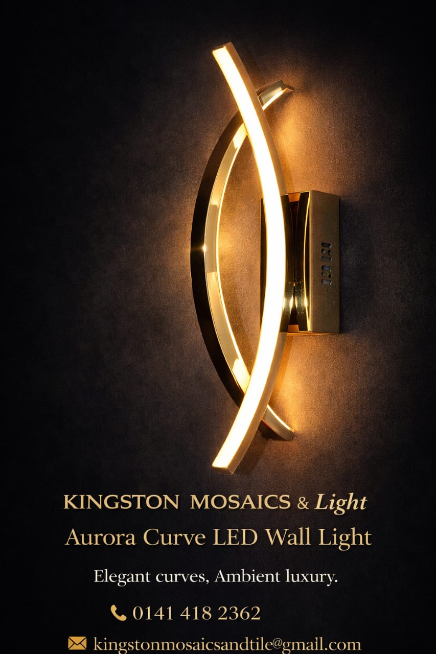 Modern Gold LED Wall Light – Contemporary Curved Decorative Wall Sconce