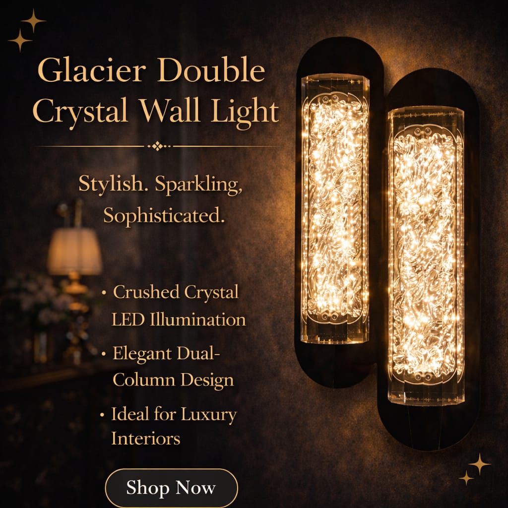Glacier Dual Crystal LED Wall Light – Luxury Modern Decorative Sconce