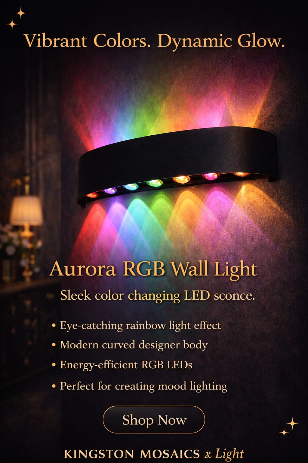 Aurora RGB Wave Wall Light – Modern Colour Changing LED Decorative Sconce