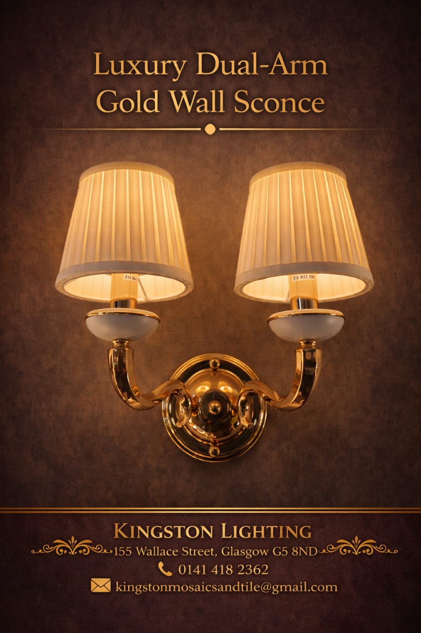 Luxury Dual-Arm Wall Sconce with Fabric Shades