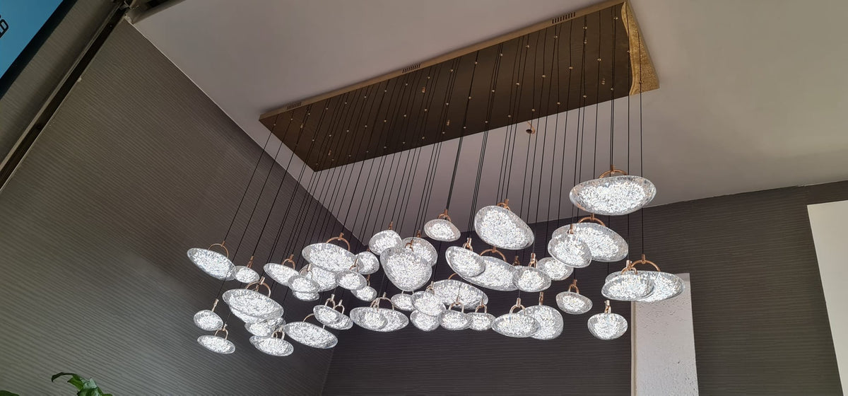 Modern Crystal Design Black and Gold Color Hanging LED Chandelier/Ceiling Light with Color Changing Dimmable+Remote control-2325