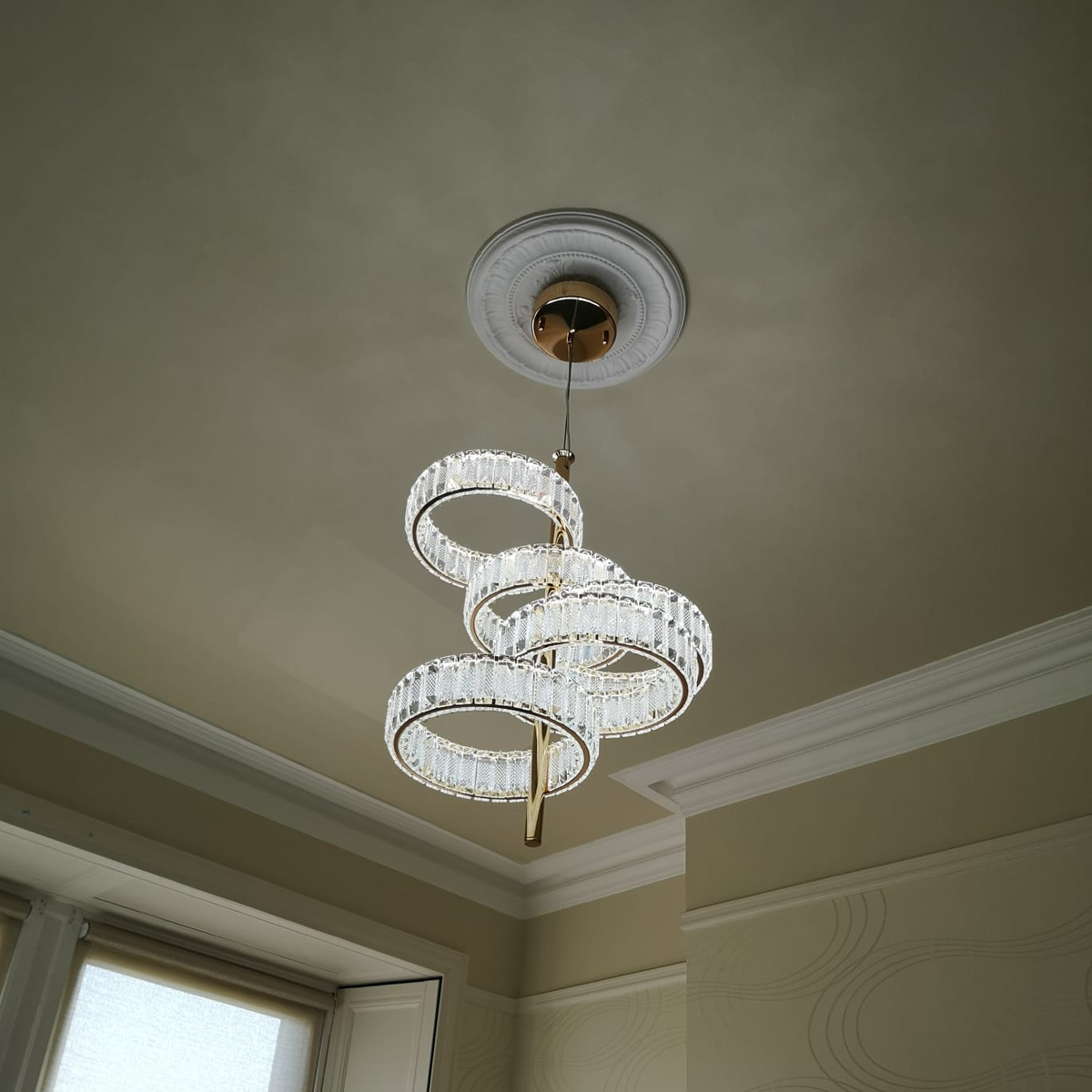 5 Tier Crystal LED Pendant Ceiling Light-color changing &amp; dimmer feature with remote control –Y608-400+600