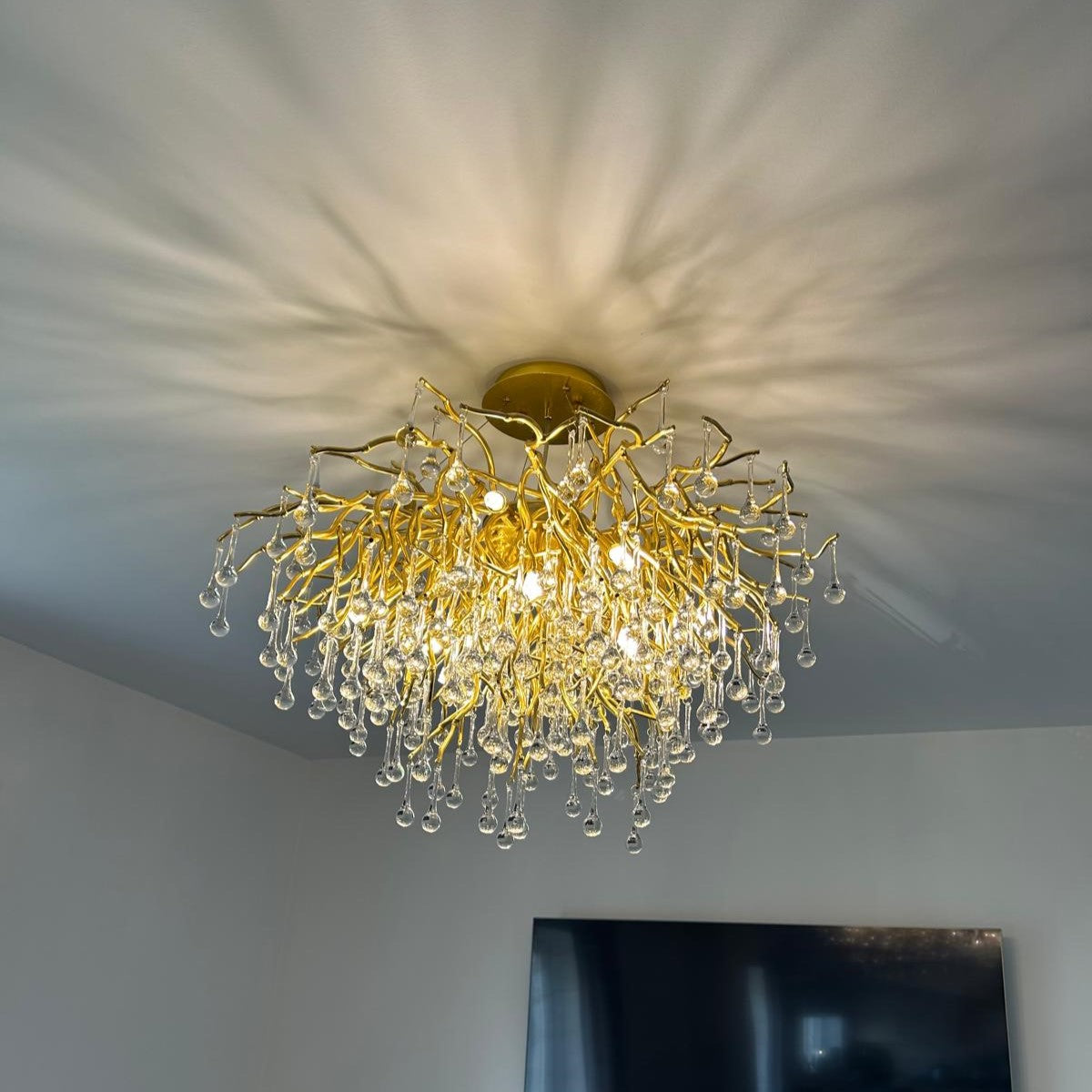Pendant-Glass Rain Drop Gold Pendant Ceiling Light-A3139/500, 800 &amp; 1000*500