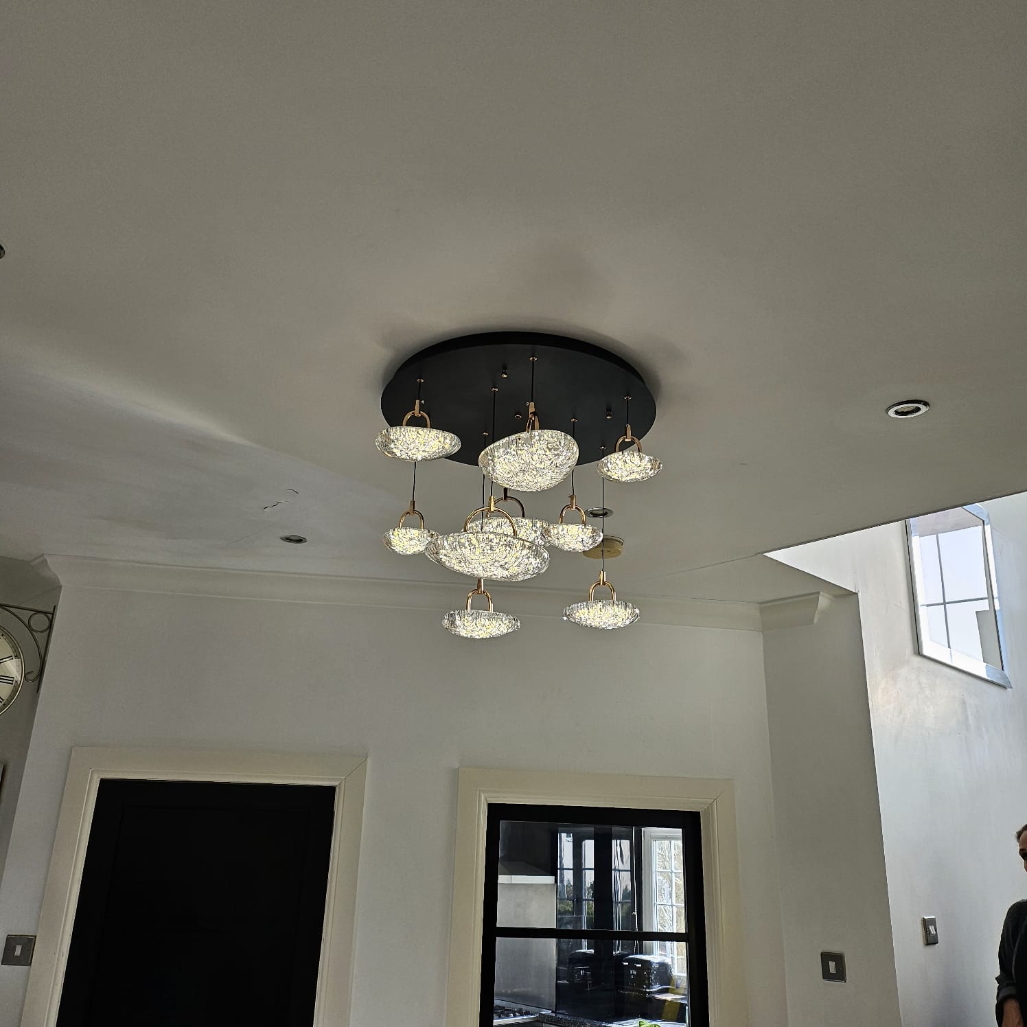 Modern Crystal Design Black and Gold Color Hanging LED Chandelier/Ceiling Light with Color Changing Dimmable+Remote control-2325