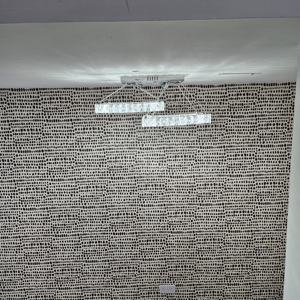 2 Square Crystallic LED Pendant Ceiling Lights -Colour Changing Dimmable with Remote Control-B9034-2