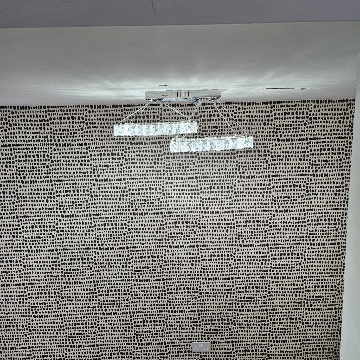 2 Square Crystallic LED Pendant Ceiling Lights -Colour Changing Dimmable with Remote Control-B9034-2