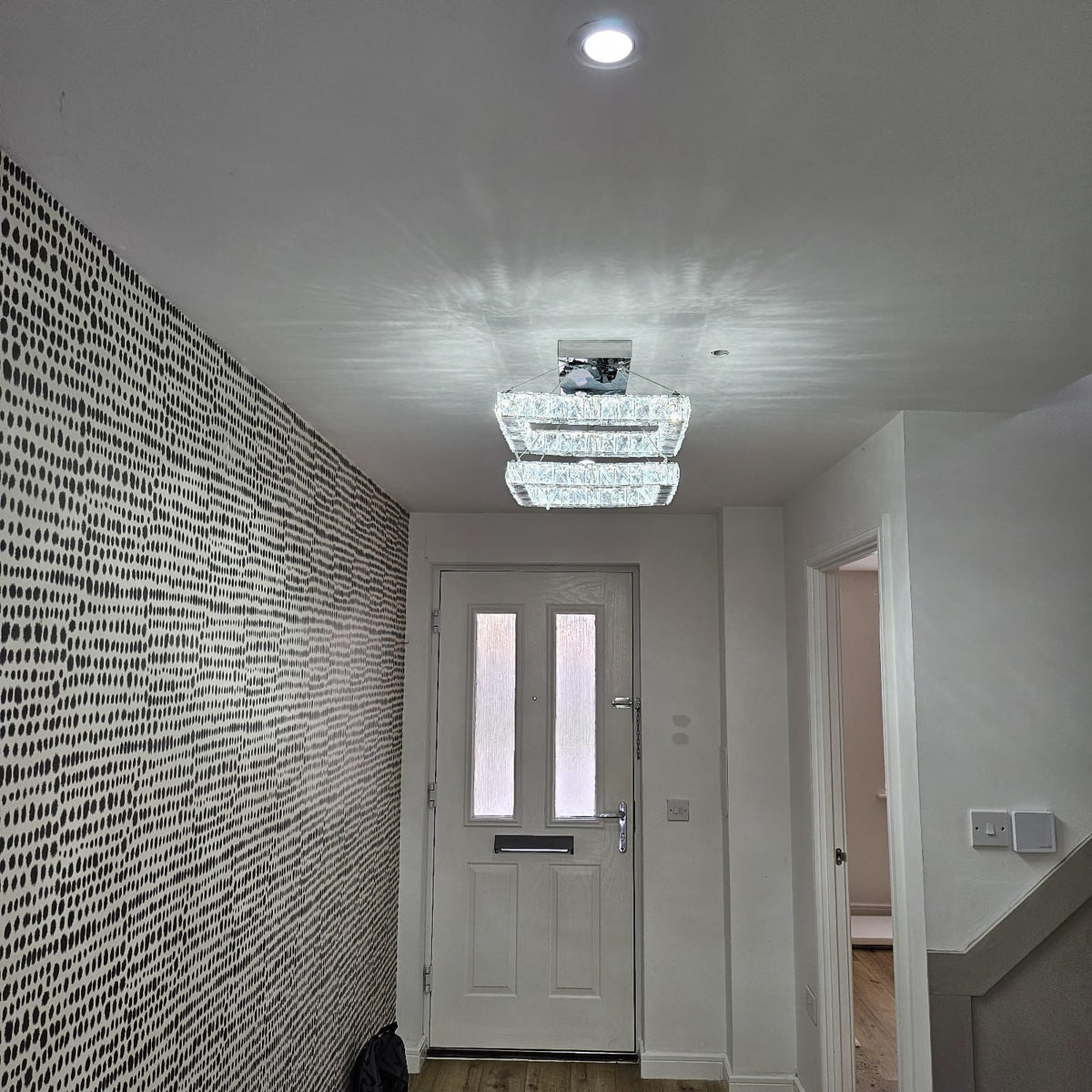 2 Square Crystallic LED Pendant Ceiling Lights -Colour Changing Dimmable with Remote Control-B9034-2