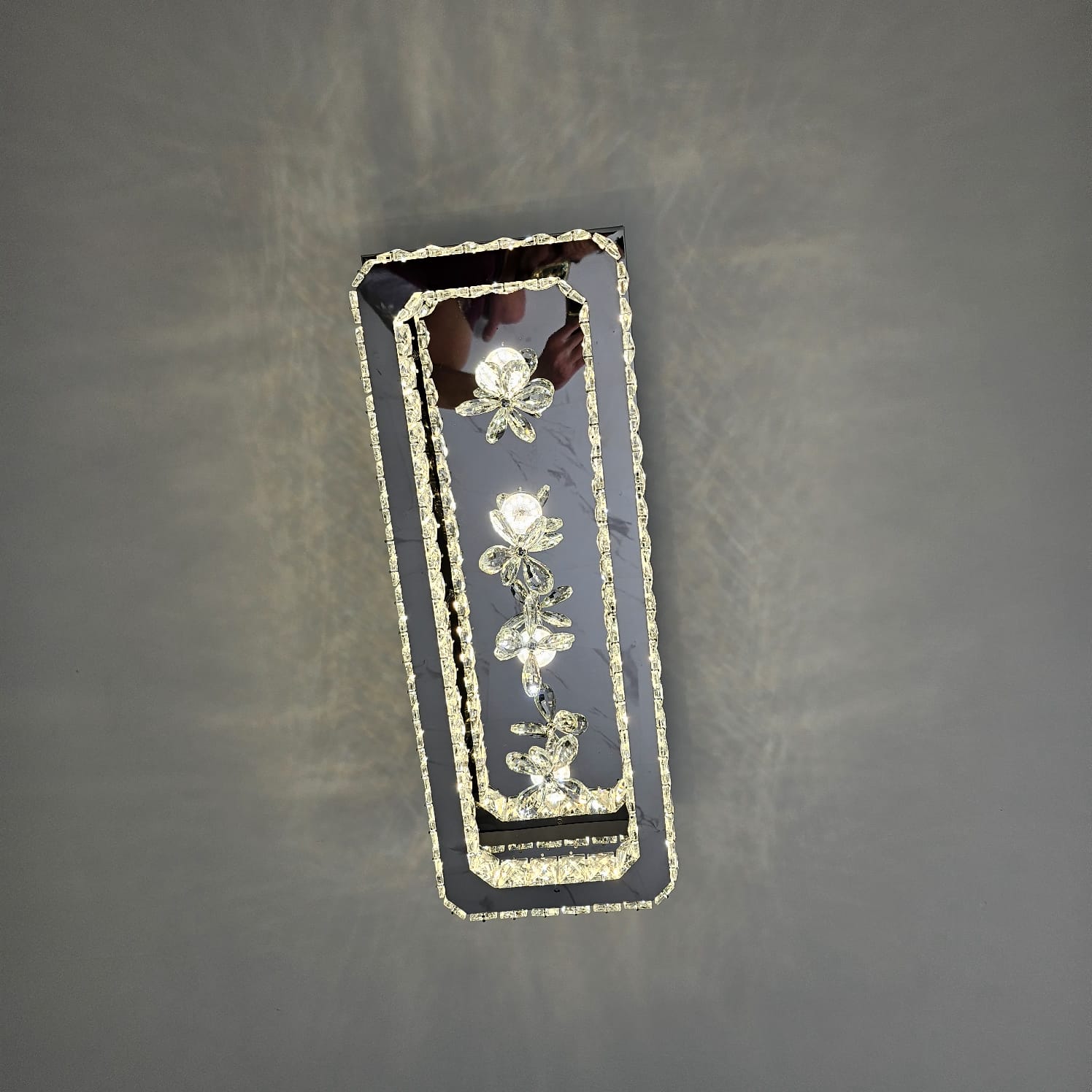 Rectangle Crystallic LED Pendant Ceiling Lights with hanging crystals -Colour Changing Dimmable with Remote Control-6001-700-210