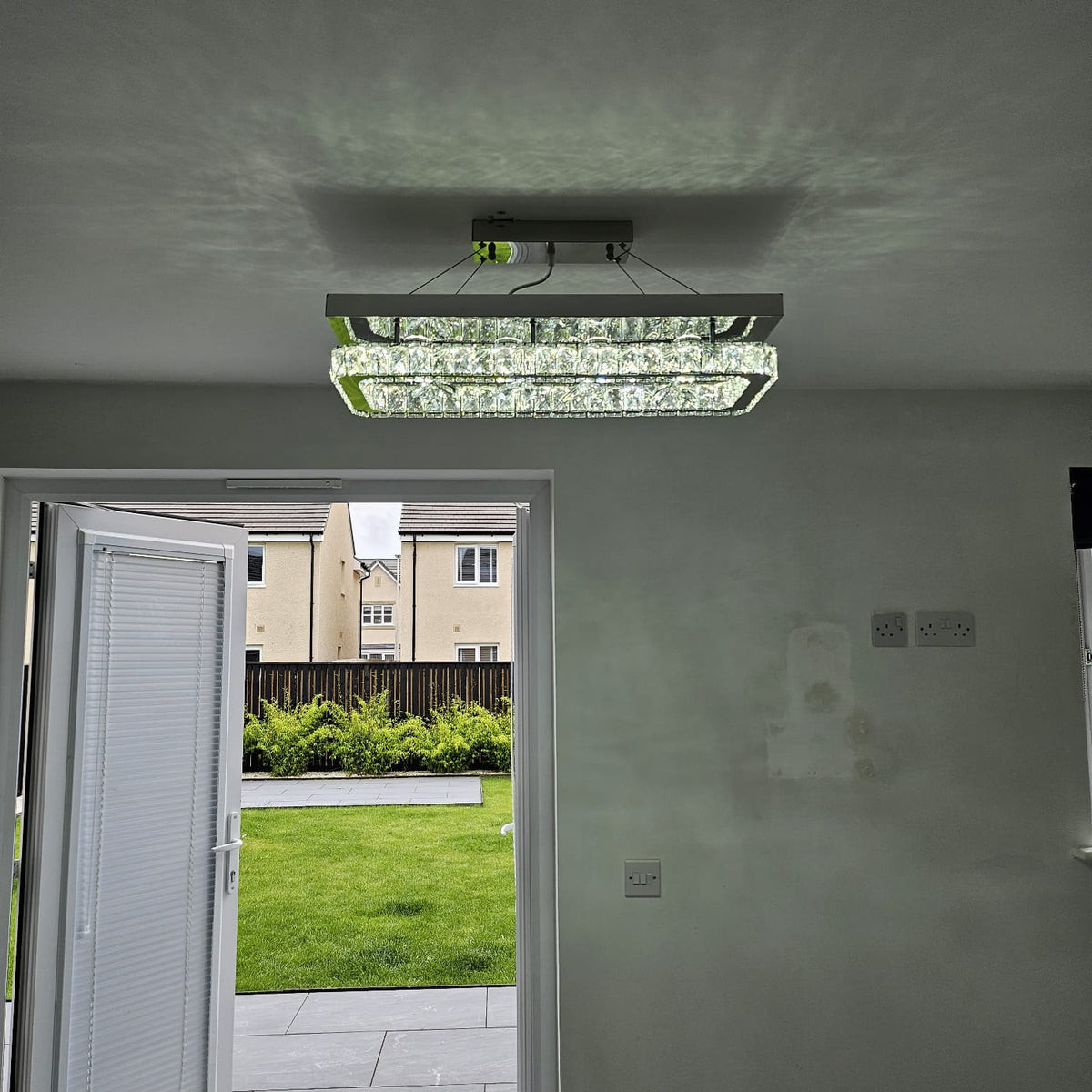 Rectangle Crystallic LED Pendant Ceiling Lights with hanging crystals -Colour Changing Dimmable with Remote Control-6001-700-210