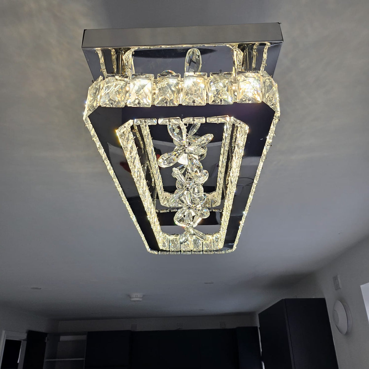 Rectangle Crystallic LED Pendant Ceiling Lights with hanging crystals -Colour Changing Dimmable with Remote Control-6001-700-210