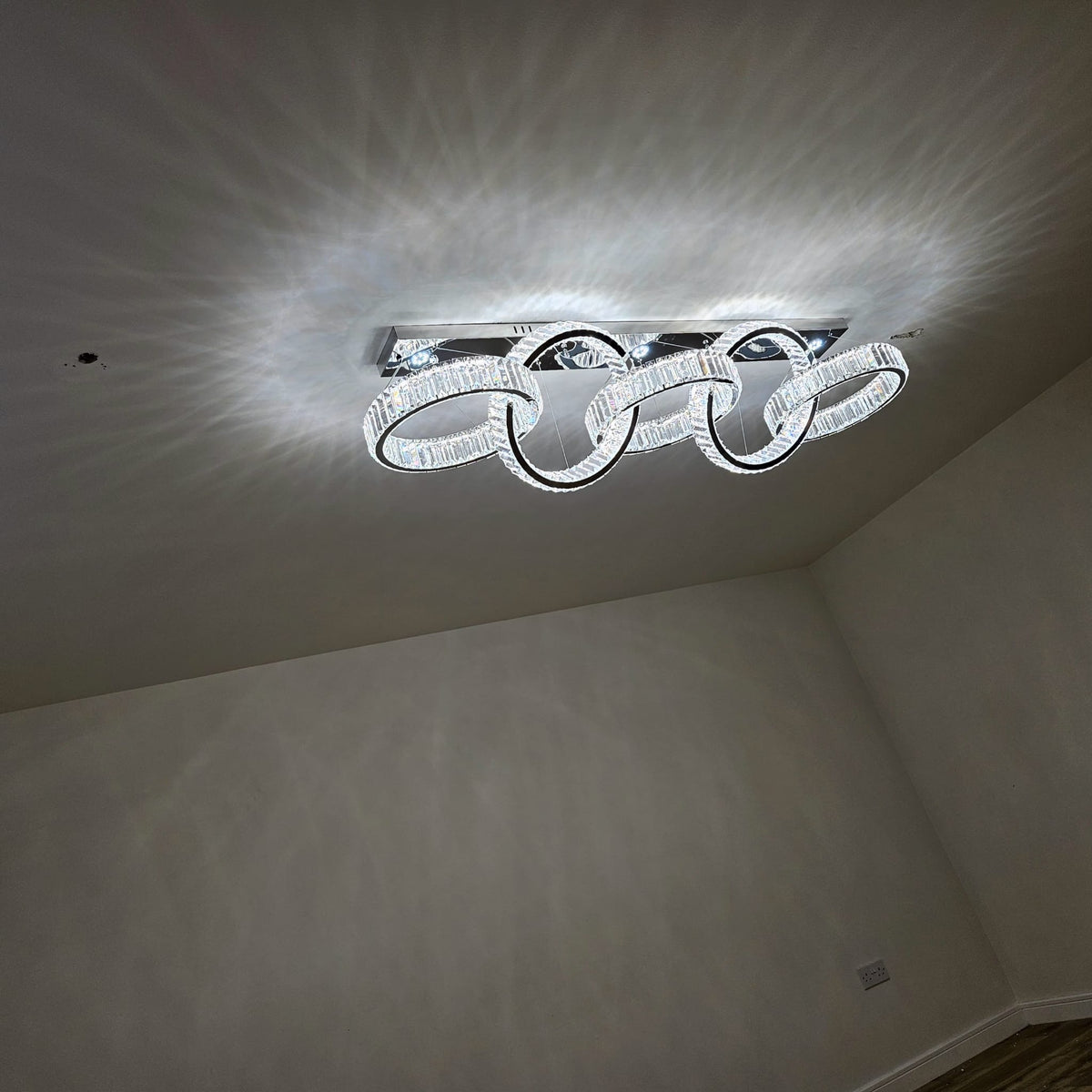 Big Rectangle Pedant 5 Rings Ceiling Light-Colour Changing Hanging-9010-400-5rings-155*60*30