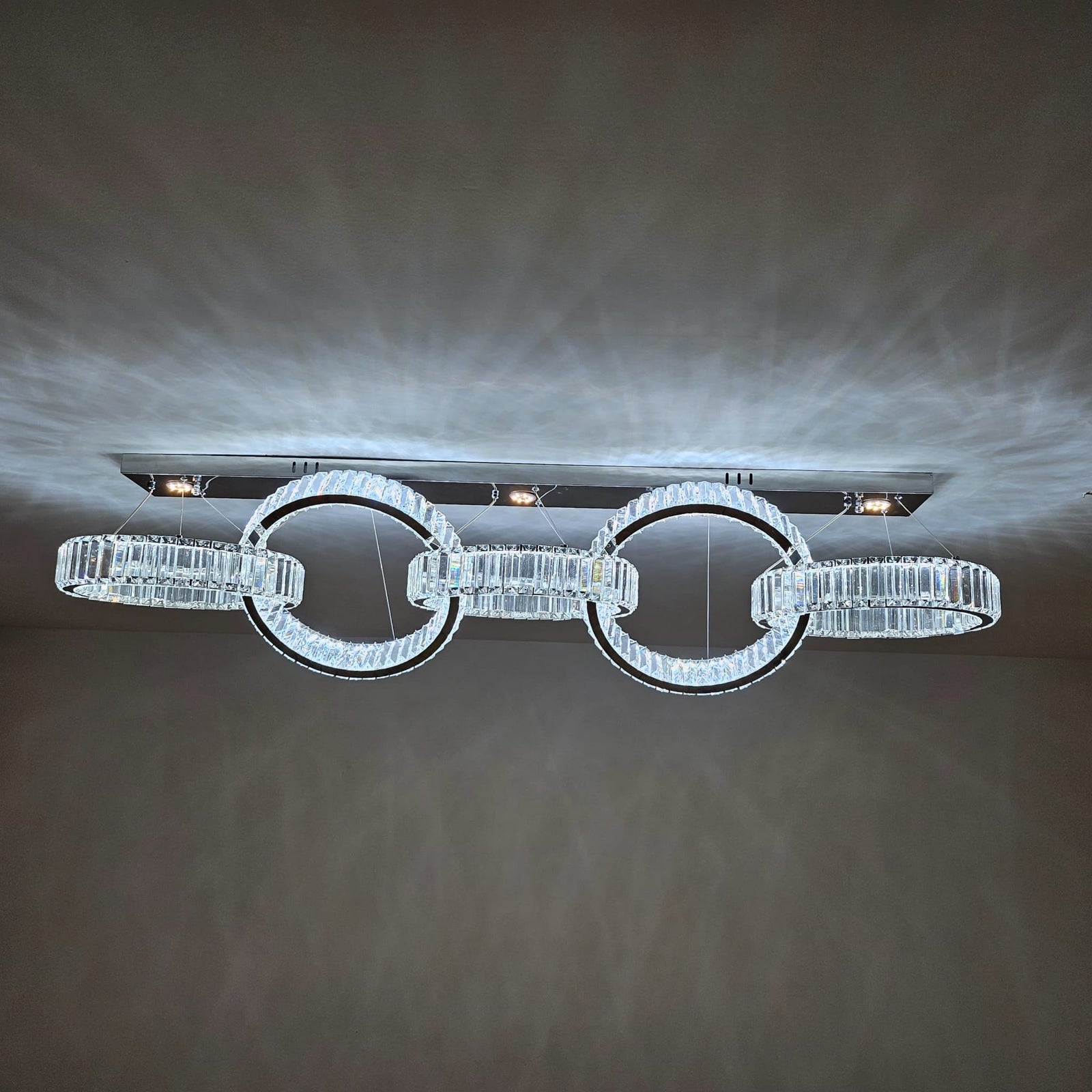 Big Rectangle Pedant 5 Rings Ceiling Light-Colour Changing Hanging-9010-400-5rings-155*60*30