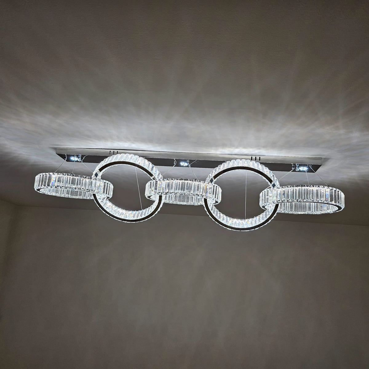 Big Rectangle Pedant 5 Rings Ceiling Light-Colour Changing Hanging-9010-400-5rings-155*60*30