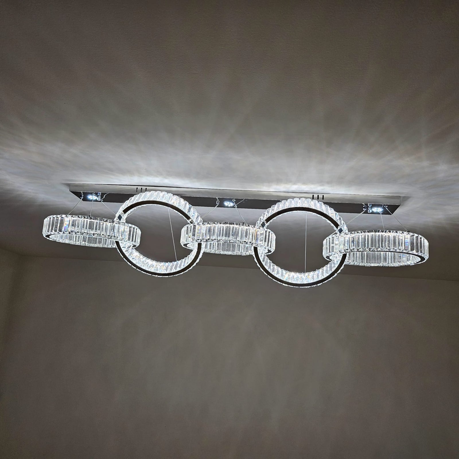 Big Rectangle Pedant 5 Rings Ceiling Light-Colour Changing Hanging-9010-400-5rings-155*60*30