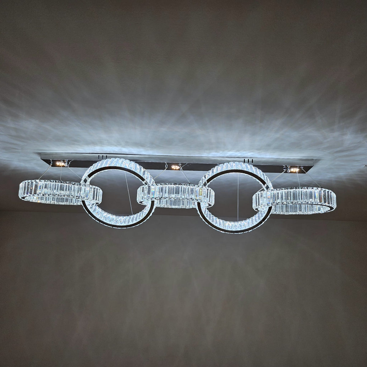 Big Rectangle Pedant 5 Rings Ceiling Light-Colour Changing Hanging-9010-400-5rings-155*60*30