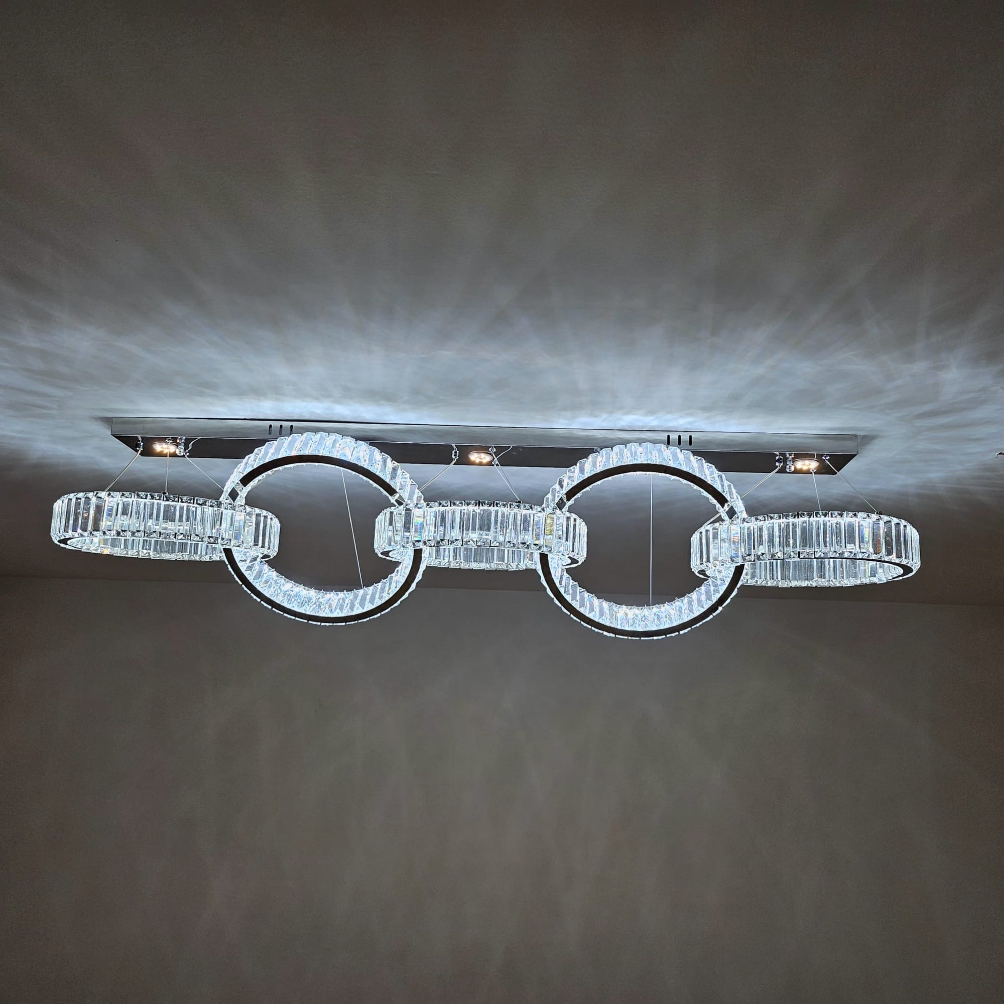 Big Rectangle Pedant 5 Rings Ceiling Light-Colour Changing Hanging-9010-400-5rings-155*60*30