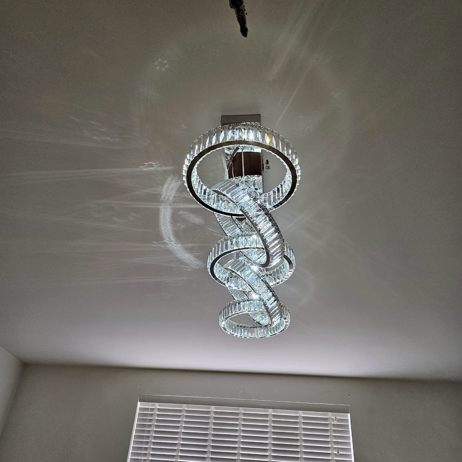 Big Rectangle Pedant 5 Rings Ceiling Light-Colour Changing Hanging-9010-400-5rings-155*60*30