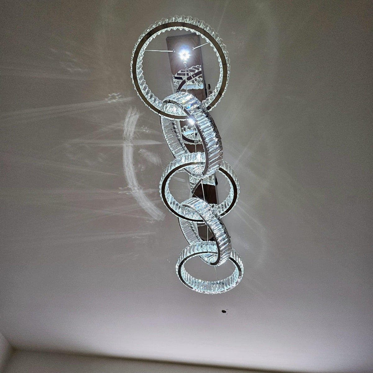 Big Rectangle Pedant 5 Rings Ceiling Light-Colour Changing Hanging-9010-400-5rings-155*60*30