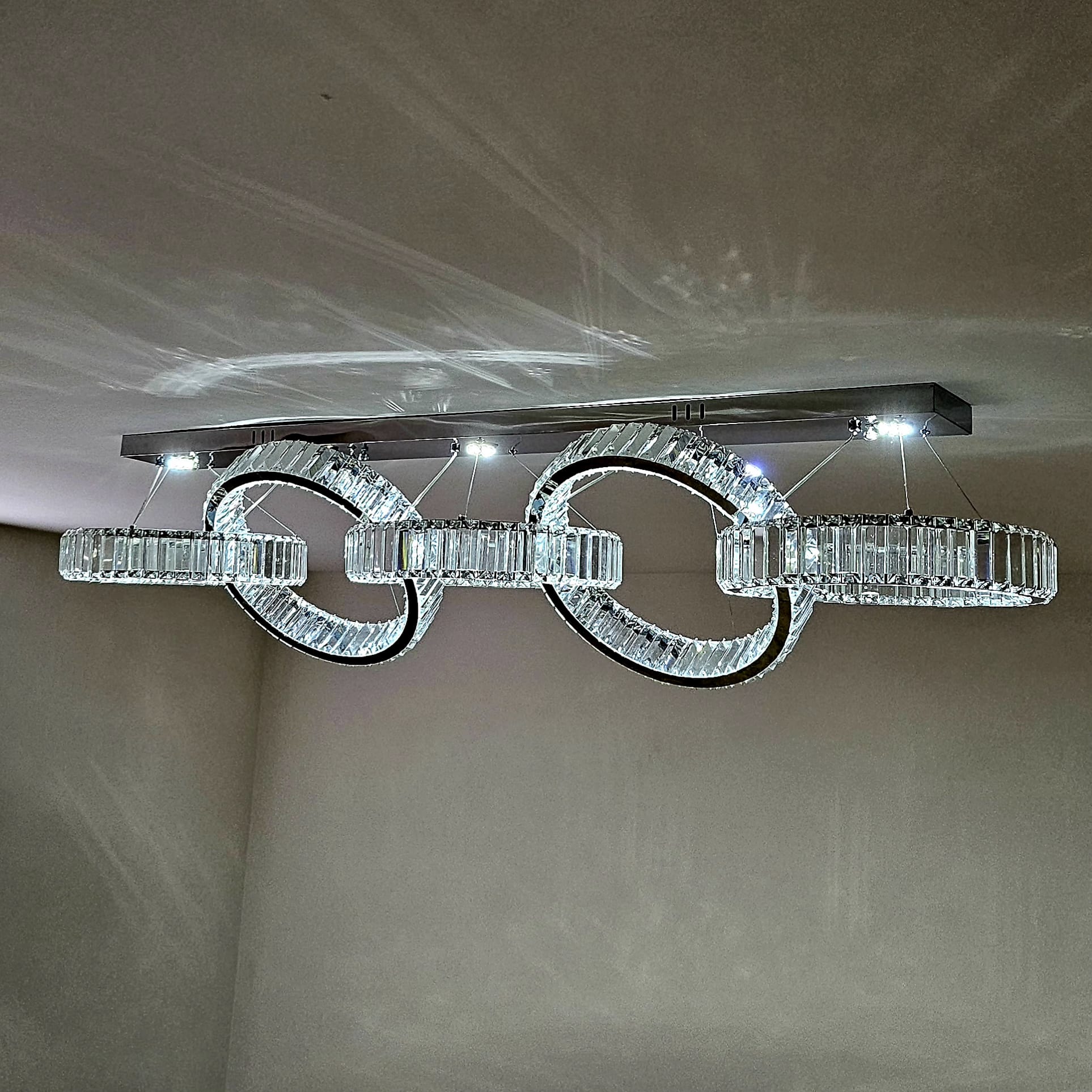 Big Rectangle Pedant 5 Rings Ceiling Light-Colour Changing Hanging-9010-400-5rings-155*60*30