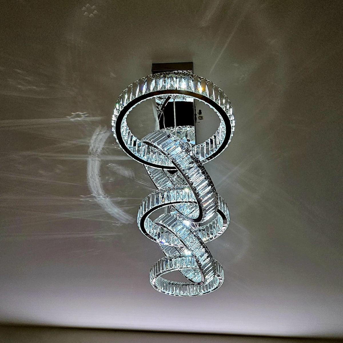 Big Rectangle Pedant 5 Rings Ceiling Light-Colour Changing Hanging-9010-400-5rings-155*60*30