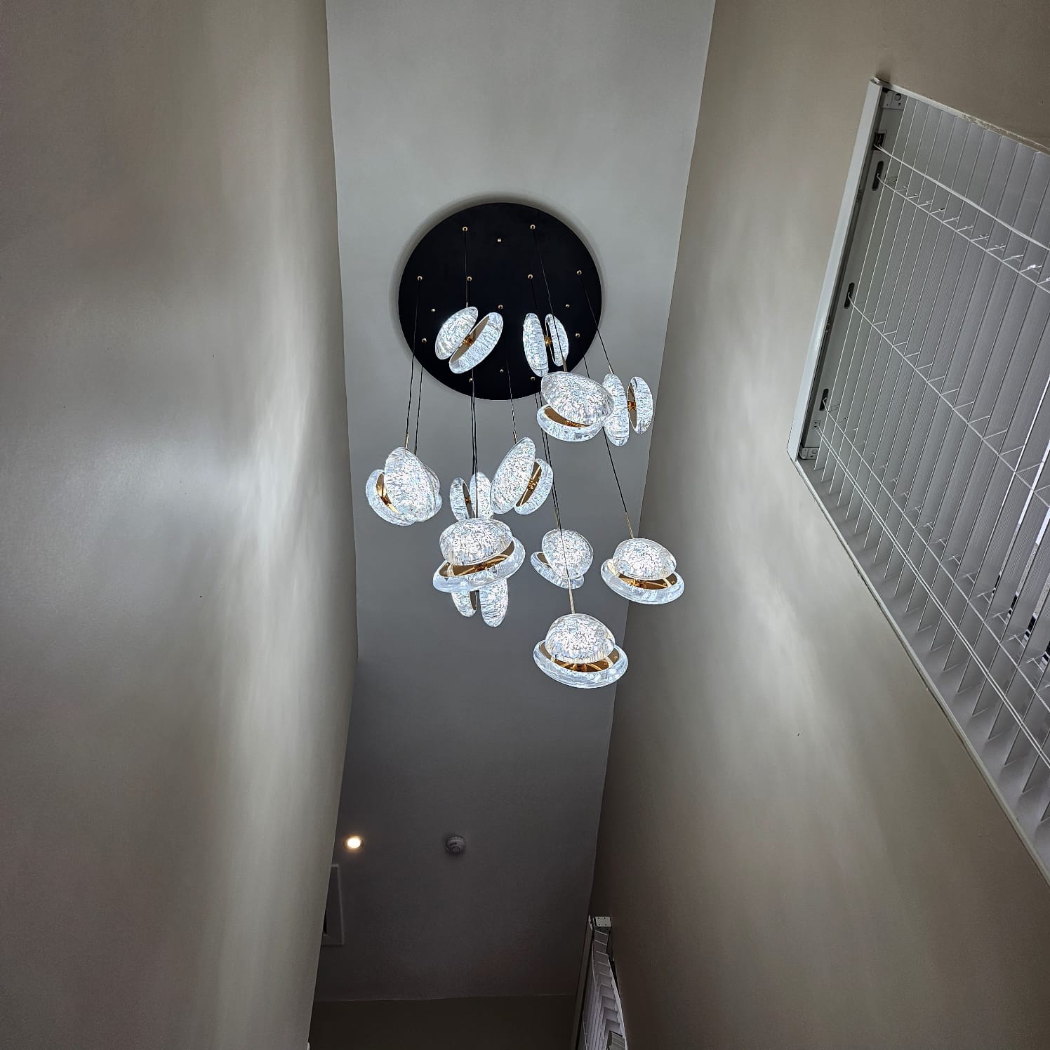 Modern Crystal Design Black and Gold Color Hanging LED Chandelier/Ceiling Light with Color Changing Dimmable+Remote control-2325