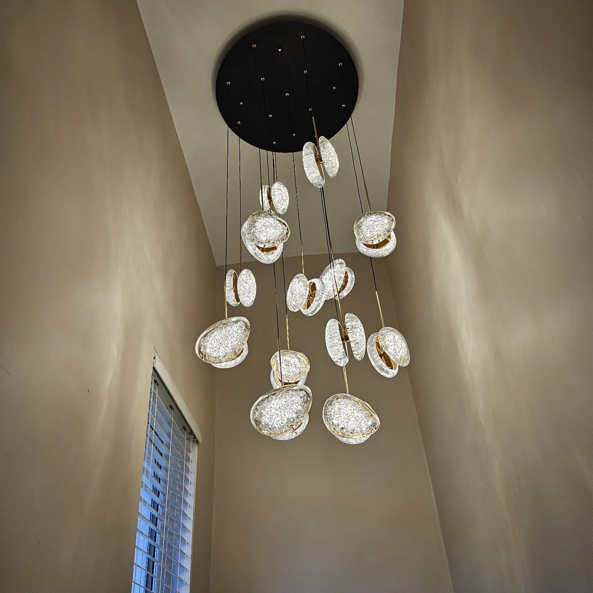 Modern Crystal Design Black and Gold Color Hanging LED Chandelier/Ceiling Light with Color Changing Dimmable+Remote control-2325