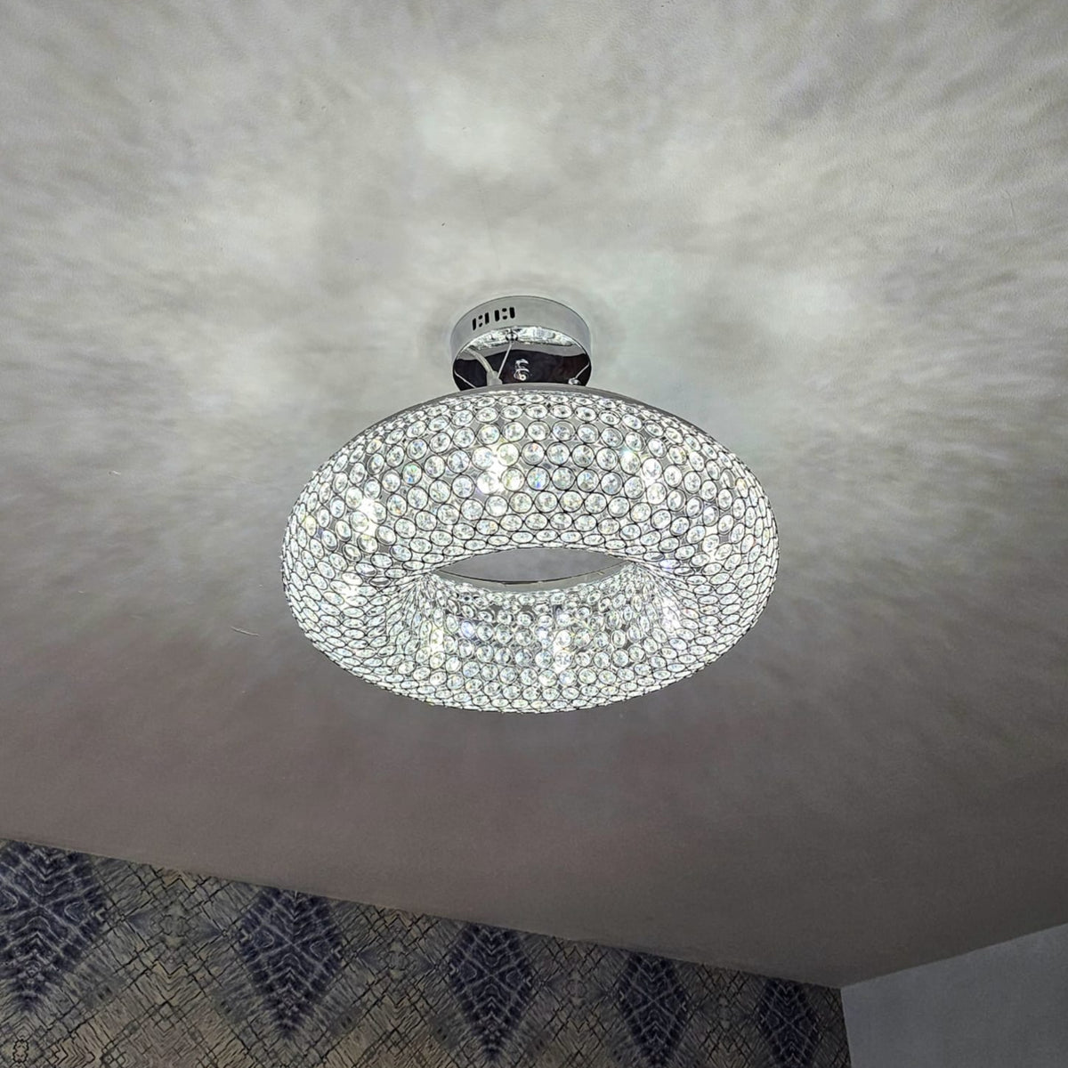 Crystal Square / Circular Pendant &amp; Flash mounted Warm LED ceiling light-8596–8P