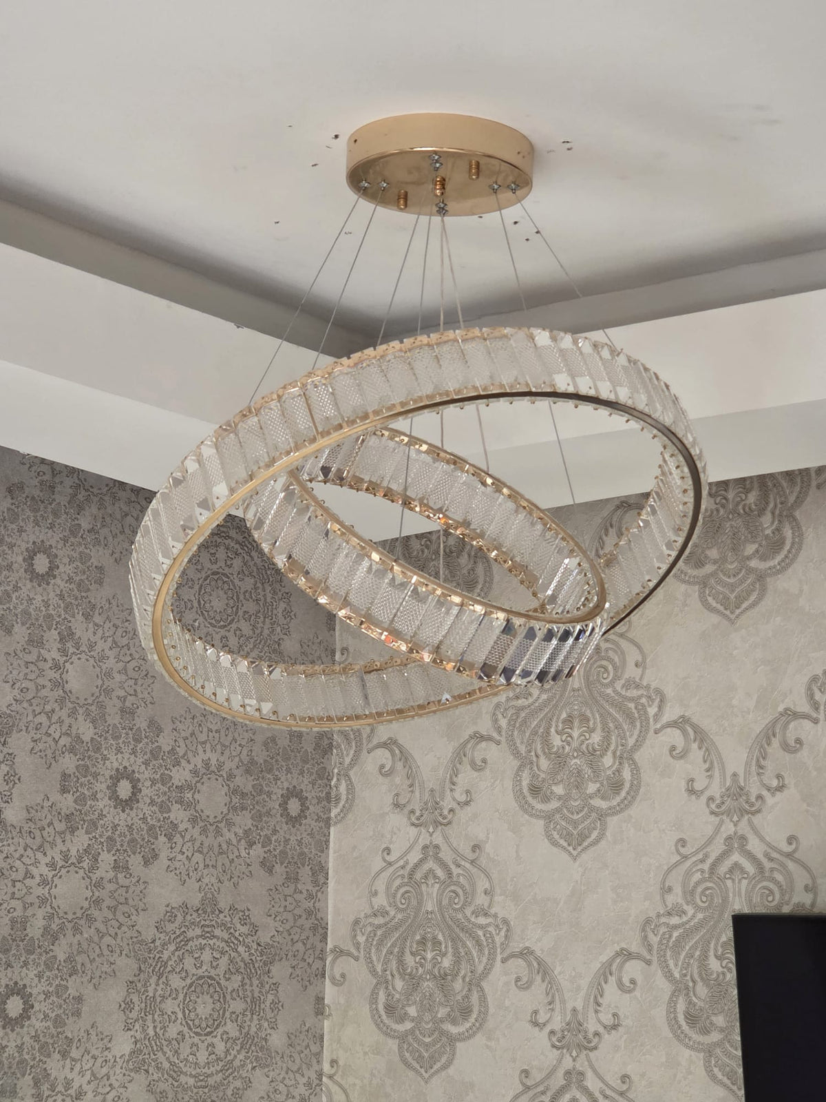 Modern Crystal Pendant Ceiling Light-colour changing brightness adjustment feature-remote control- with matching Floor & Table Lamps Available–Y608-400+600