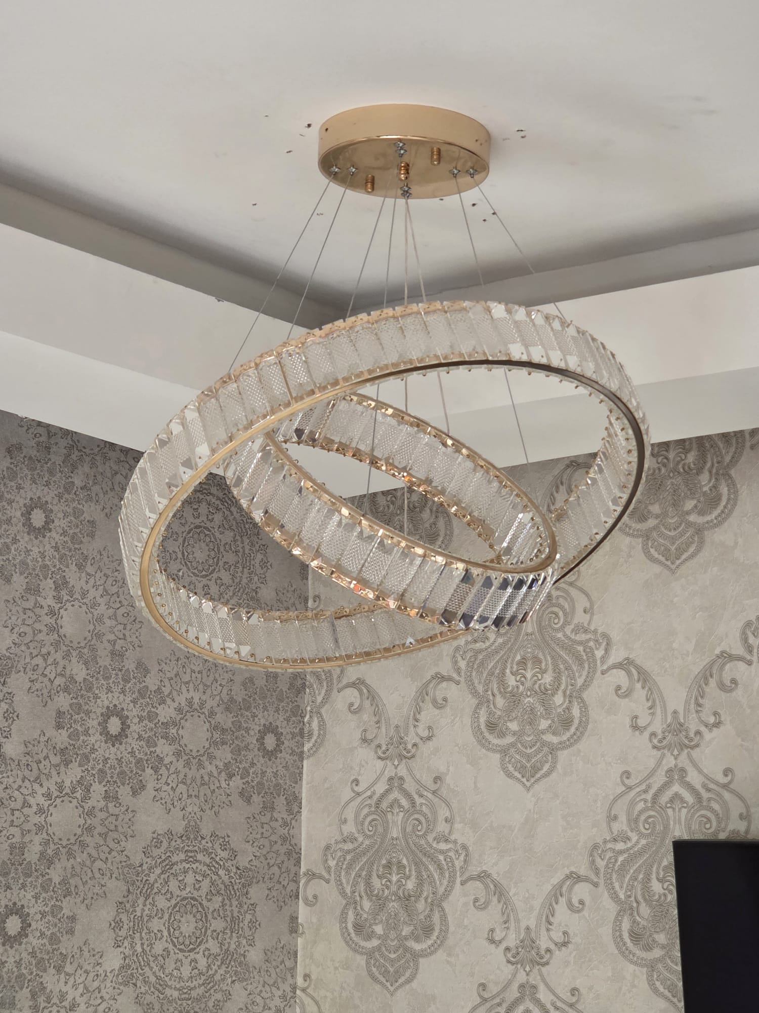 Modern Crystal Pendant Ceiling Light-colour changing brightness adjustment feature-remote control- with matching Floor & Table Lamps Available–Y608-400+600