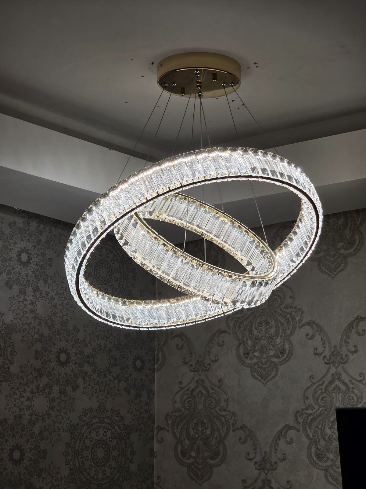 Modern Crystal Pendant Ceiling Light-colour changing brightness adjustment feature-remote control- with matching Floor & Table Lamps Available–Y608-400+600