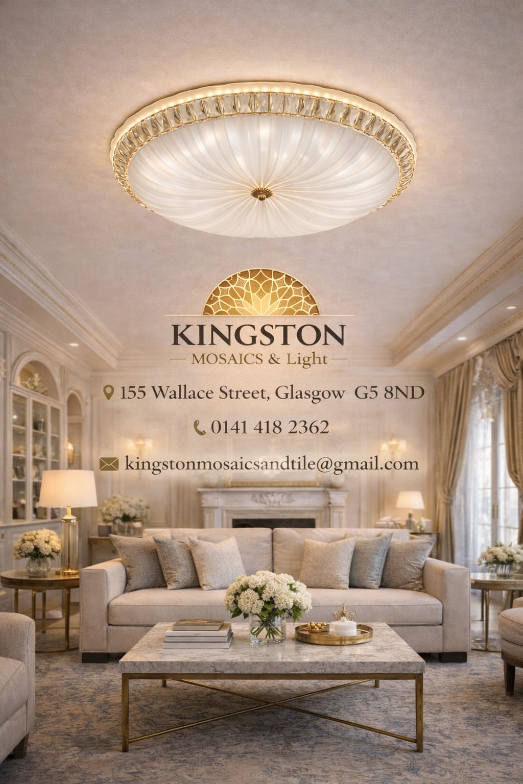 Luxury Crystal Flush Mount LED Ceiling Light Gold Round Modern