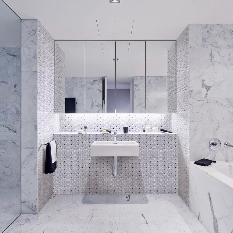 White, Grey, Beige & Black Marble Mosaic Tiles with Crystal  |300X340X8mm|10=1m2