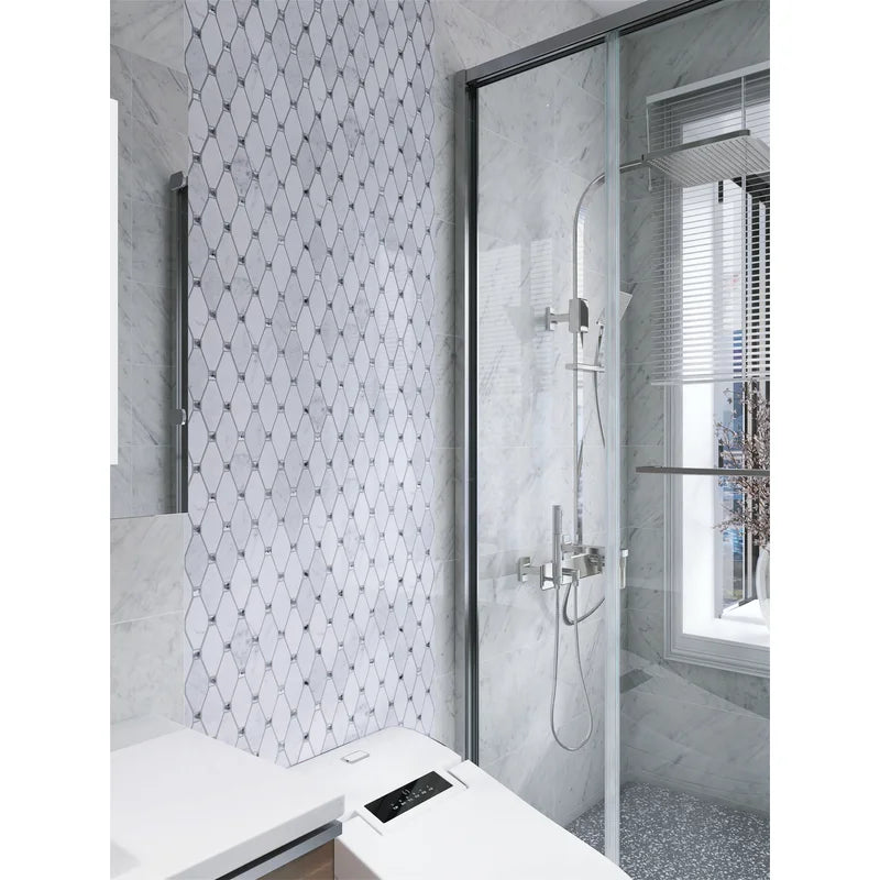 White, Grey, Beige & Black Marble Mosaic Tiles with Crystal  |300X340X8mm|10=1m2