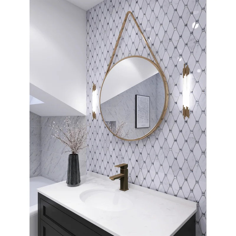 White, Grey, Beige & Black Marble Mosaic Tiles with Crystal  |300X340X8mm|10=1m2