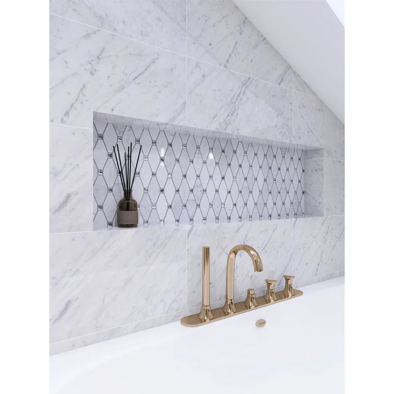 White, Grey, Beige & Black Marble Mosaic Tiles with Crystal  |300X340X8mm|10=1m2