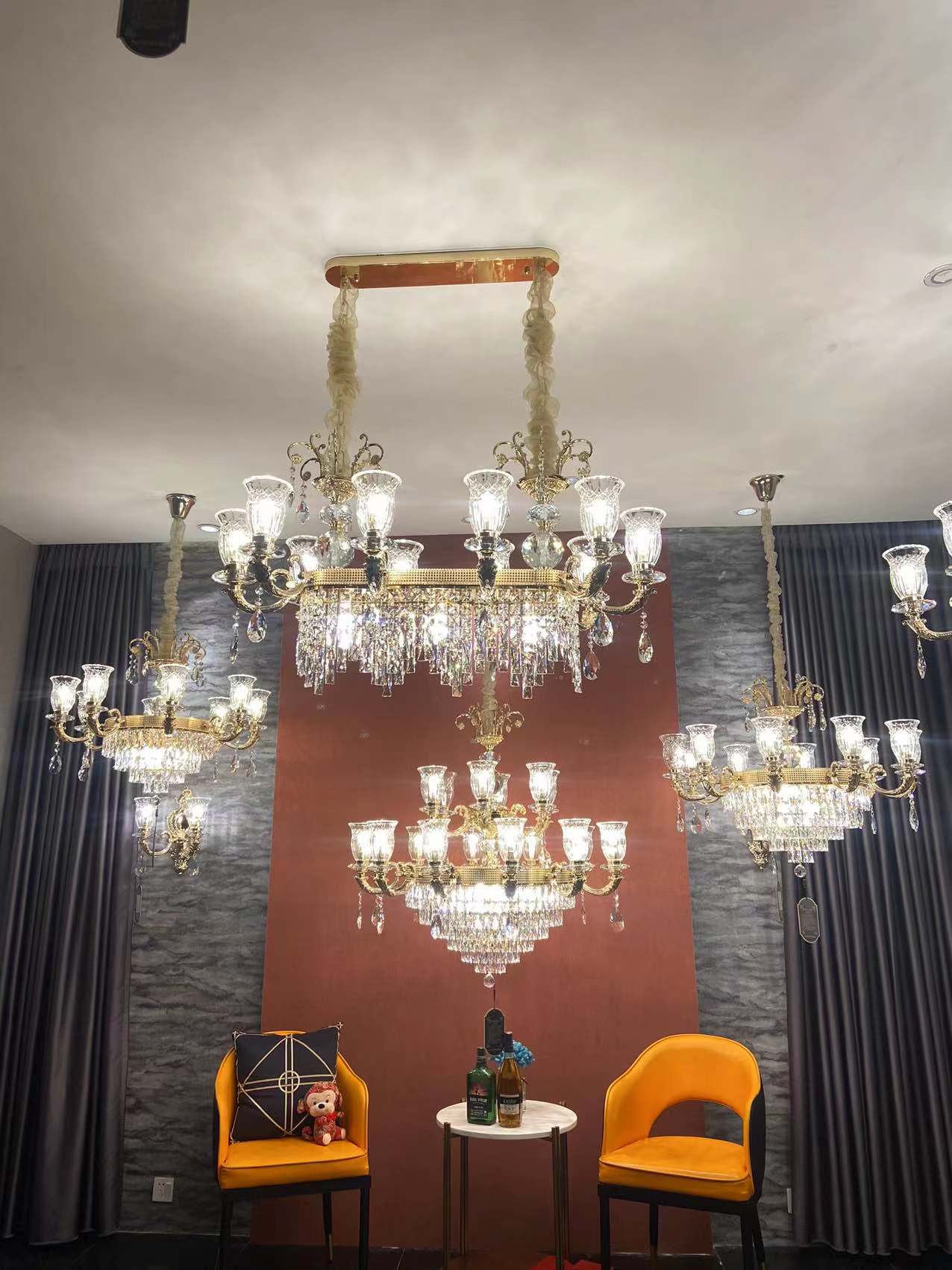 Large Grand Traditional Crystal Chandelier Gold with matching different size lights-Y8098-16+10+6