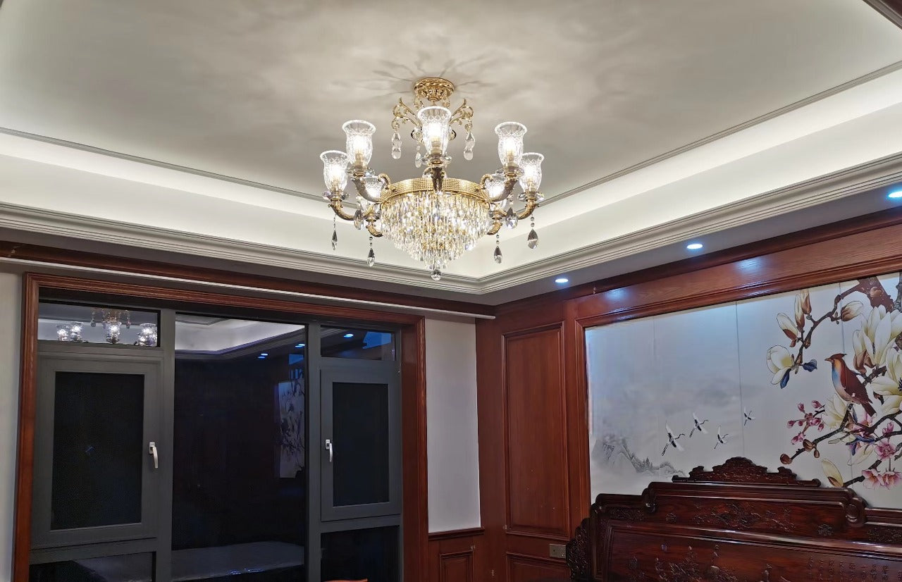 Large Grand Traditional Crystal Chandelier Gold with matching different size lights-Y8098-16+10+6