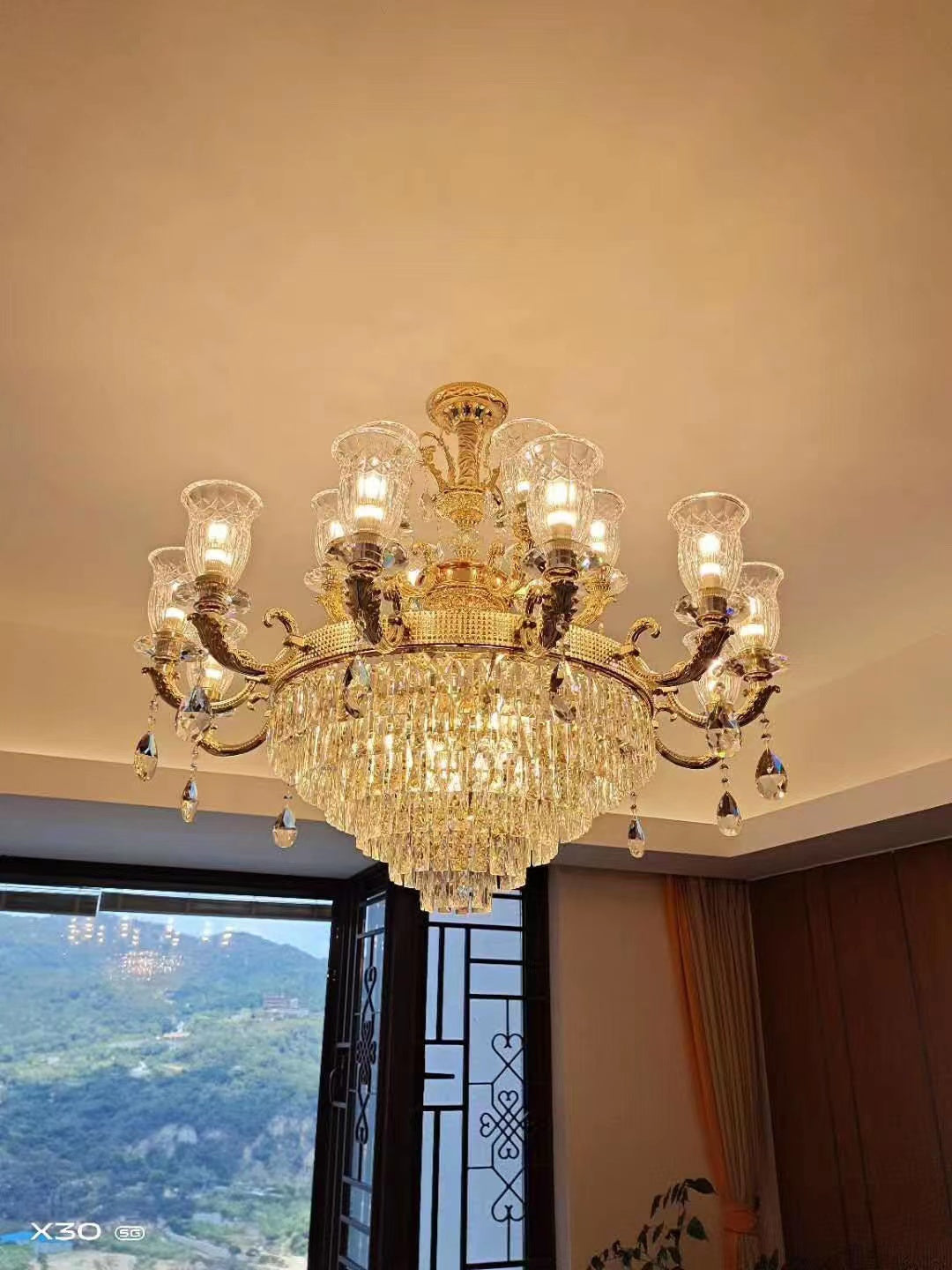 Large Grand Traditional Crystal Chandelier Gold with matching different size lights-Y8098-16+10+6