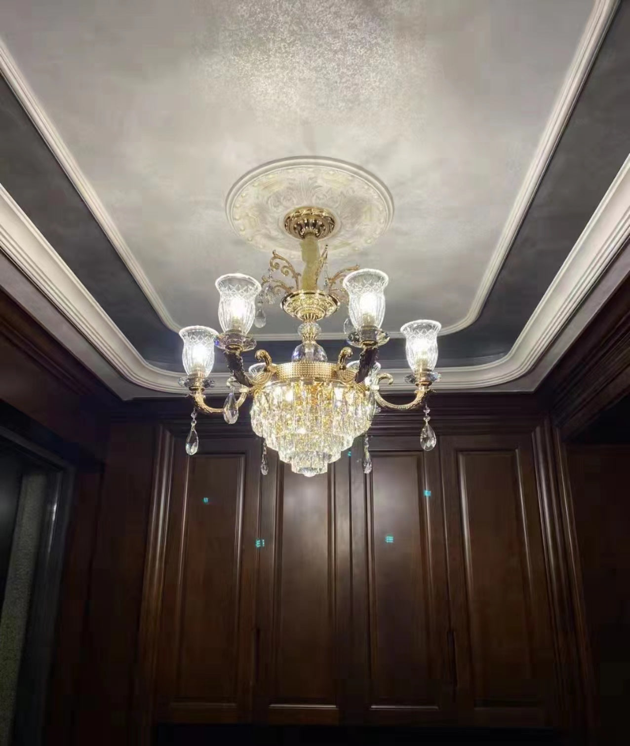 Large Grand Traditional Crystal Chandelier Gold with matching different size lights-Y8098-16+10+6