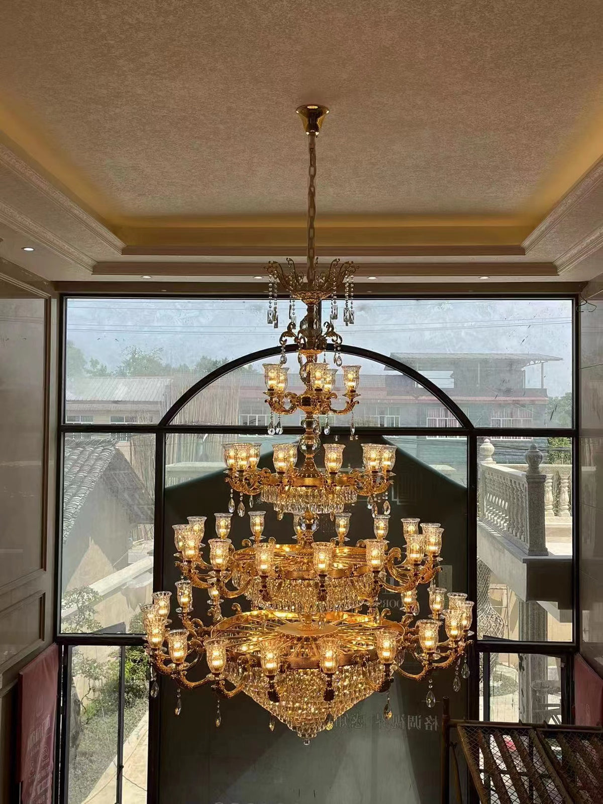 Large Grand Traditional Crystal Chandelier Gold with matching different size lights-Y8098-16+10+6