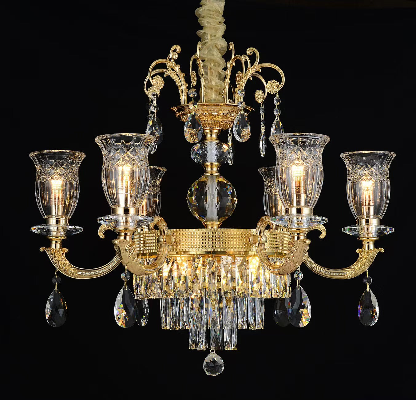 Large Grand Traditional Crystal Chandelier Gold with matching different size lights-Y8098-16+10+6