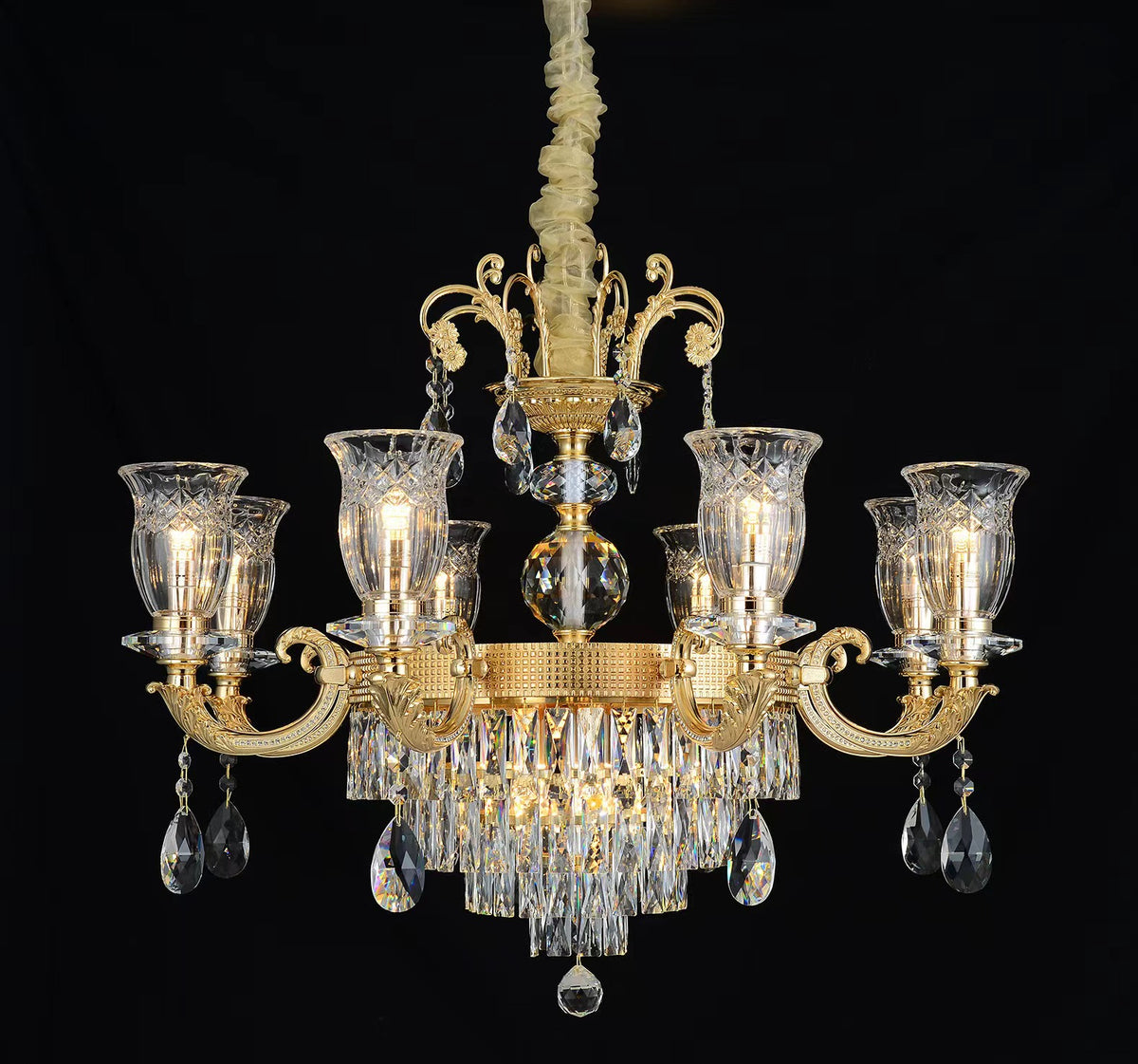 Large Grand Traditional Crystal Chandelier Gold with matching different size lights-Y8098-16+10+6