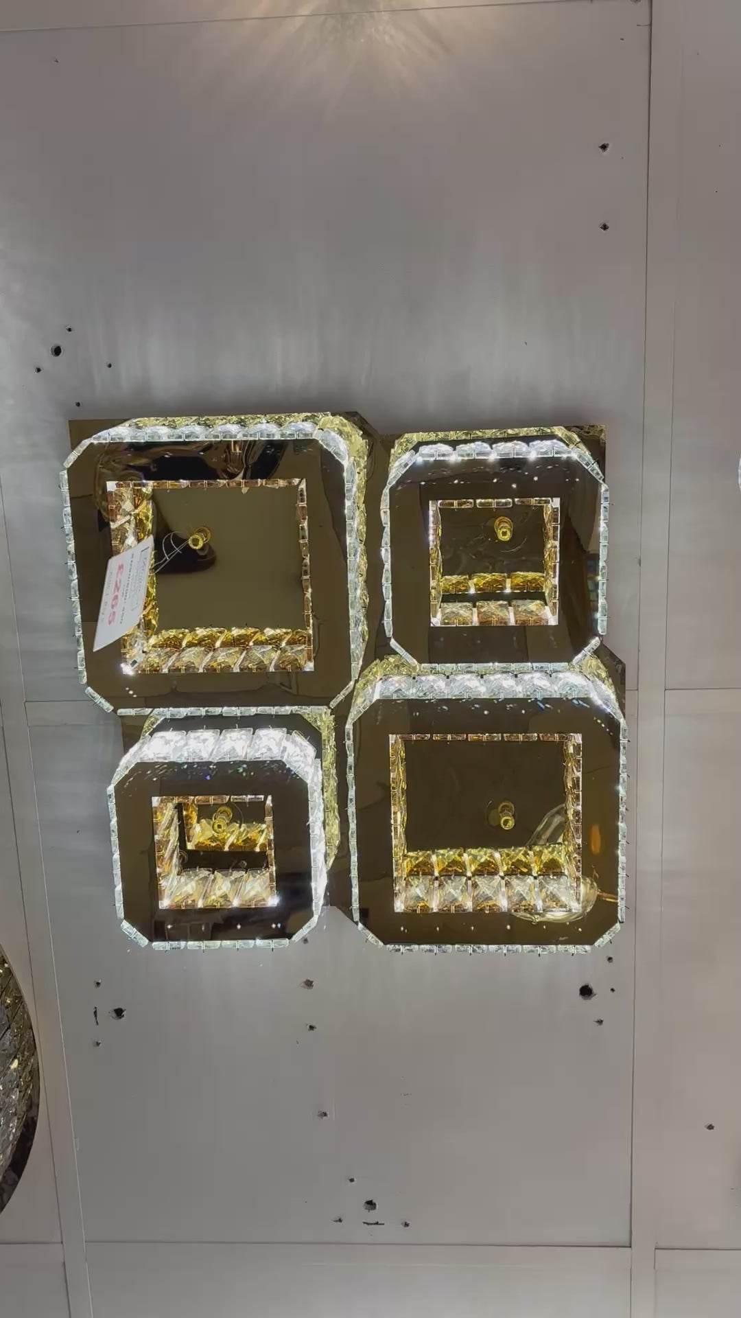✨ Luxury 4-Square Gold LED Ceiling Light with Colour changing feature✨