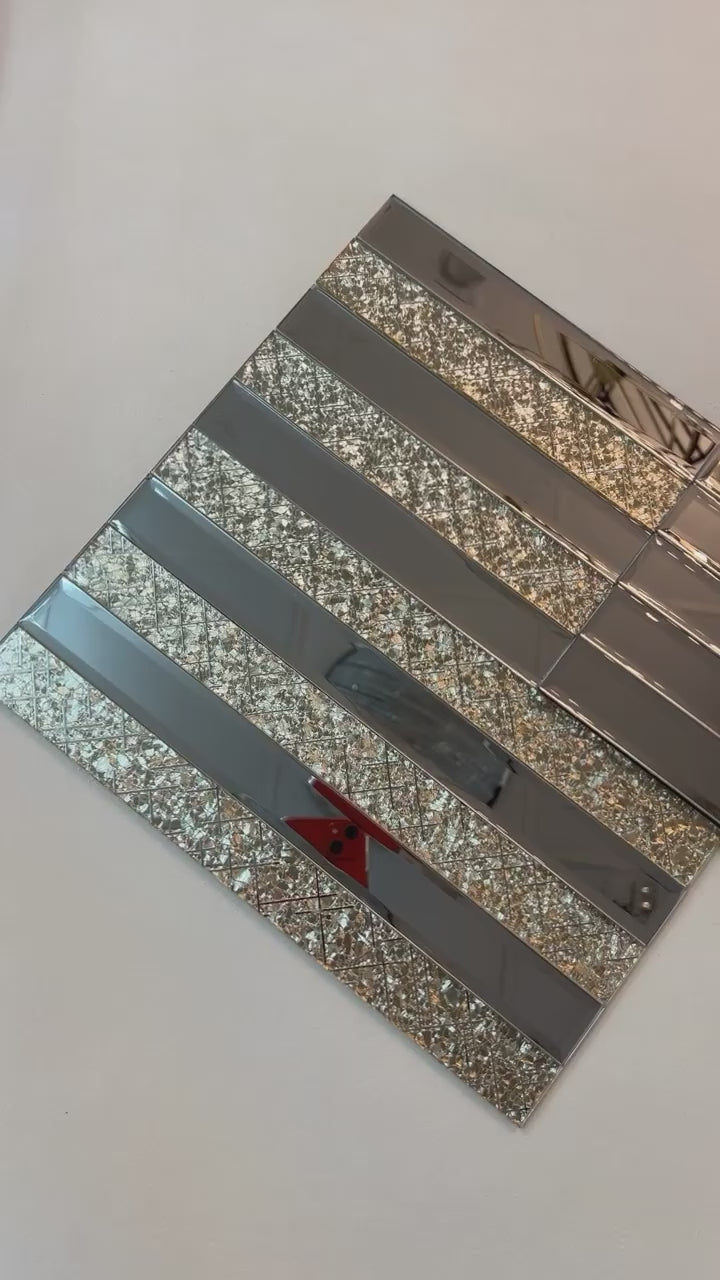 MIRROR METRO MOSAIC TILES REFLEXION RECTANGLE- 300*300*8mm-11sheets-1m2-DZ3303