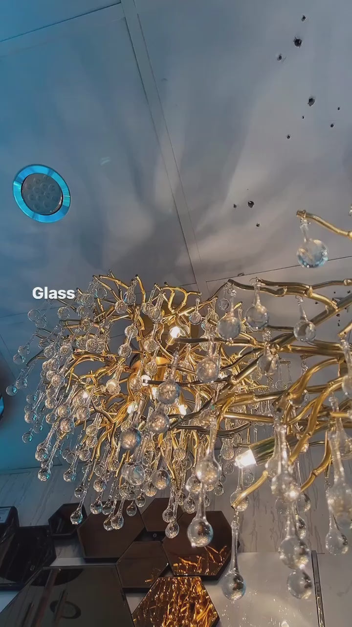 Pendant-Glass Rain Drop Gold Pendant Ceiling Light-A3139/500, 800 & 1000*500