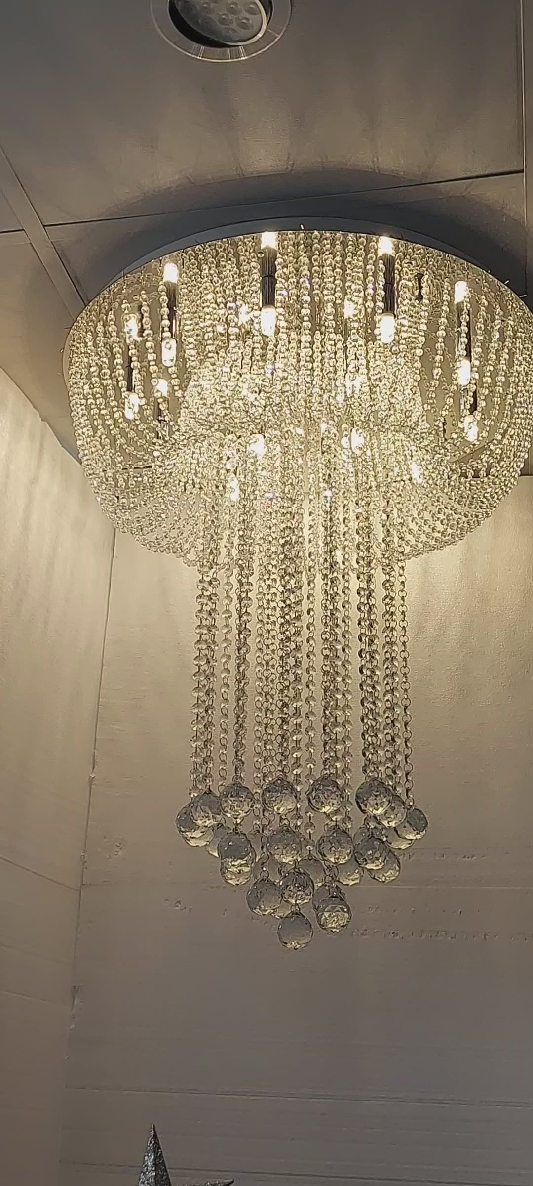 Luxury Crystal Waterfall Chandelier Ceiling Light – Modern LED Raindrop Hanging